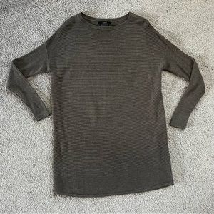 TAHARI Women’s Turtleneck Merino Wool Textured Sweater Tunic XL Brown-Gray